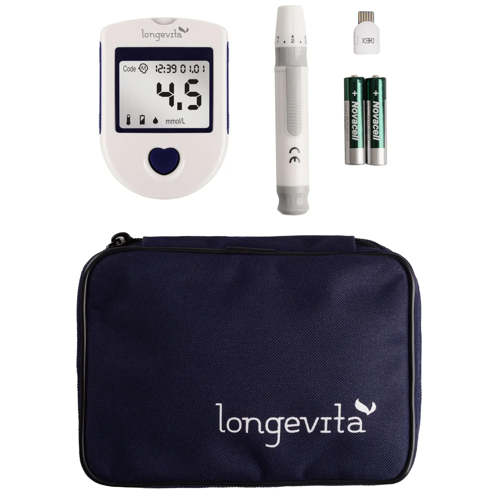 Глюкометр Longevita Система для измерения глюкозы в крови + Тест полоски 100 шт UA