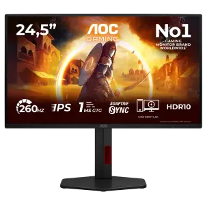 Монітор TFT AOC 24.5" 25G4ZR IPS FHD 300nit 240Hz 2*HDMI DP Pivot Black UA