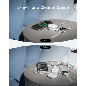 Беспроводное зарядное устройство Anker MagGo Wireless Charging Pad 15W 3-in-1 Foldable White UA