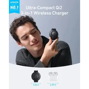 Бездротовий зарядний пристрій Anker MagGo Wireless Charging Pad 15W 3-in-1 Foldable Black UA