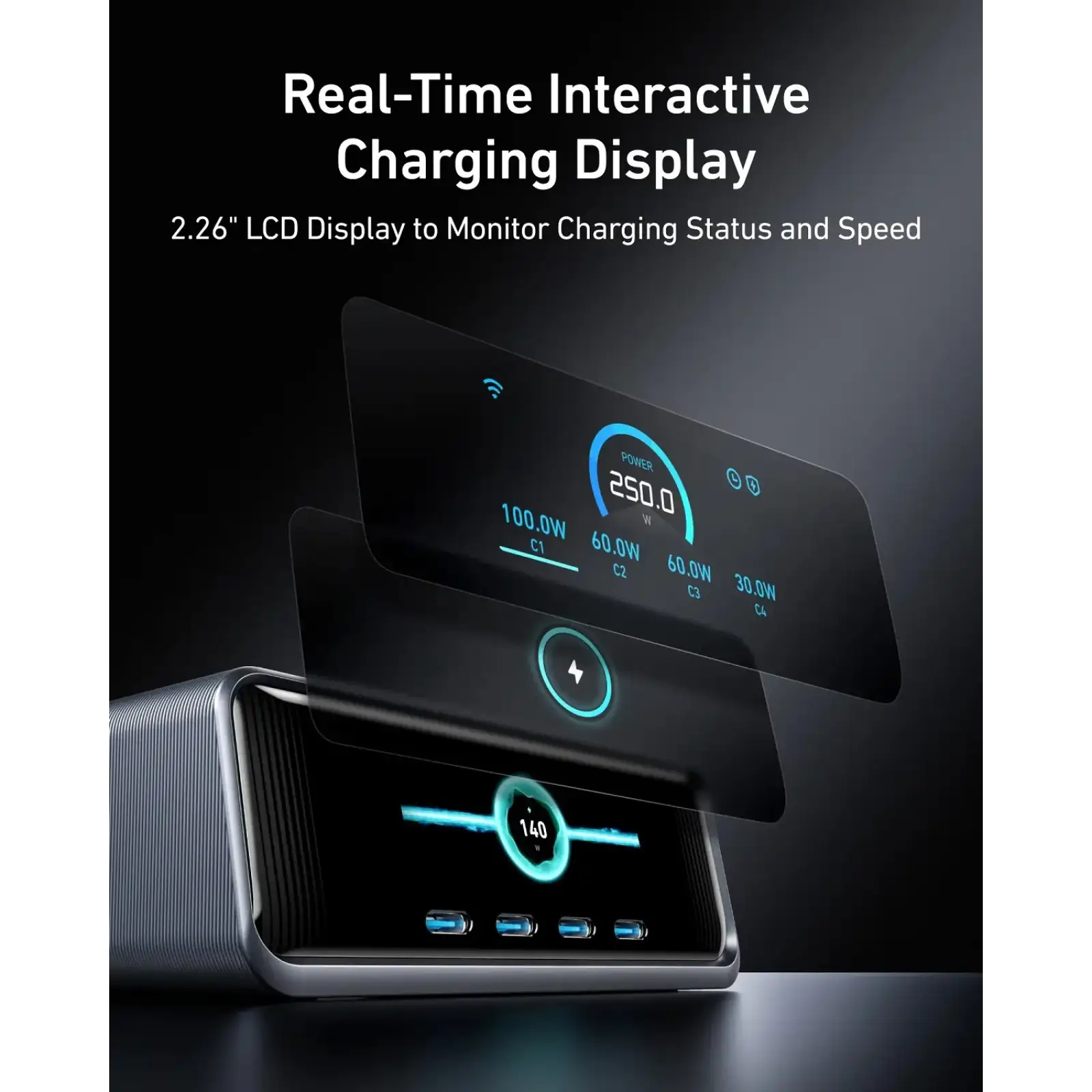 МЗП Anker GaNPrime Charger - 250W, 4xUSB-C PD & 2xUSB-A Black UA