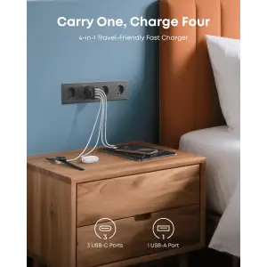 МЗП Anker Charger - 70W, 3xUSB-C PD 3.0 & 1xUSB-A Black UA