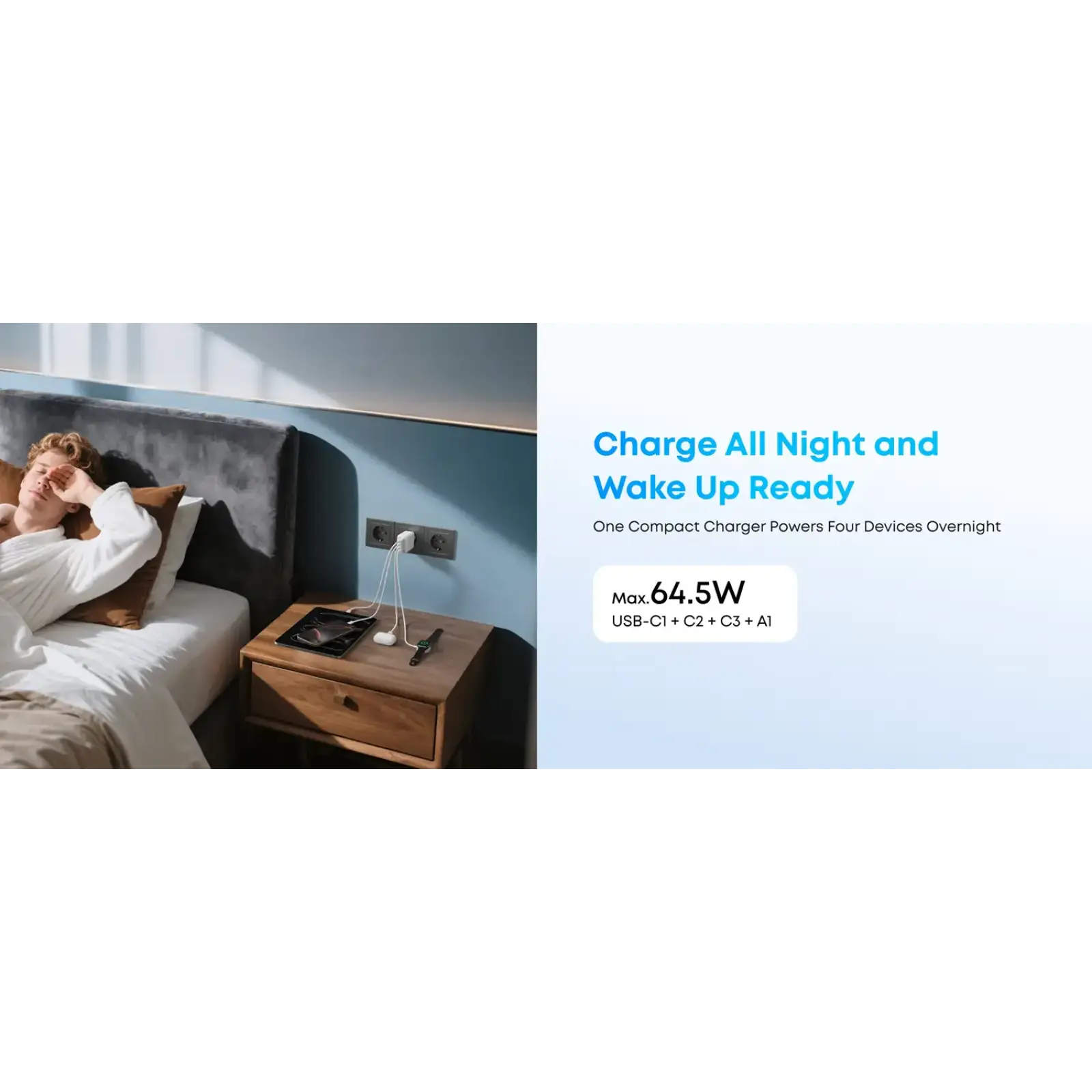 МЗП Anker Charger - 70W, 3xUSB-C PD 3.0 & 1xUSB-A Black UA