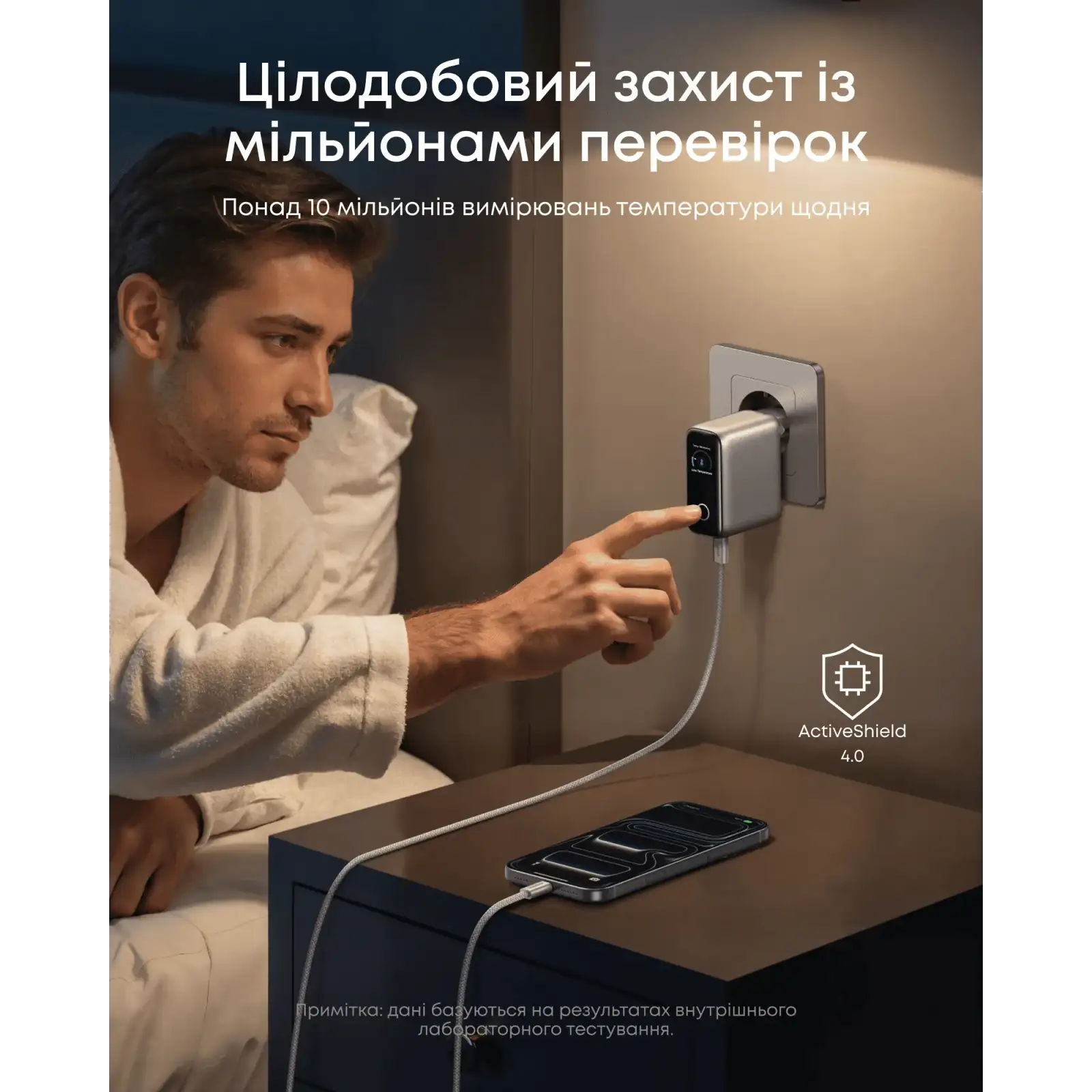 МЗП Anker GaN Charger 100W, 2xUSB-C PD & 1xUSB-A w Display and Cable Dark Gray UA