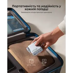 МЗП Anker Laptop GaN Charger 140W, 3xUSB-C PD3.1 & 1xUSB-A w Display and Cable Silver UA