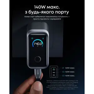 МЗП Anker GaNPrime Charger 160W, 3xUSB-C PD3.1 w Display Silver UA