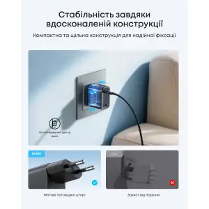 МЗП Anker Charger - 70W, 2xUSB-C PD & 1xUSB-A Black UA
