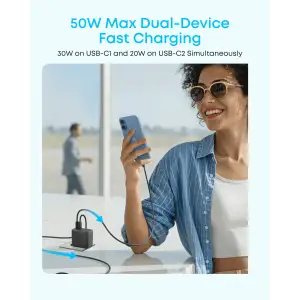 СЗУ Anker Zolo Charger - 50W, 2xUSB-C & 2xUSB-A Black UA
