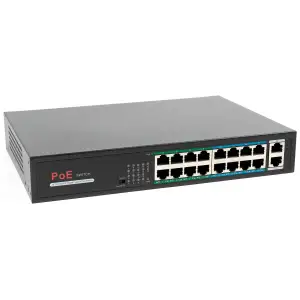 Комутатор RCI RS1016P 16х100Мбіт/с Hi-PoE, Uplink 2х1000Мбіт/с, бюджет PoE 250 Вт, 220V AC UA