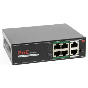 Комутатор RCI RS1064P 4х100Мбіт/с Hi-PoE, Uplink 2х100Мбіт/с, бюджет PoE 60 Вт UA