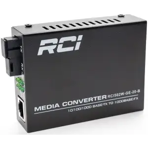 Медіаконвертер RCI RCI502W-GE-20-B 1G, TX 1550 нм / RX1310 нм, SC, 20 км, RJ45, standart size metal case UA