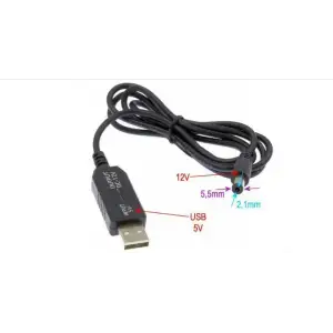 Кабель перетворювач напруги RCI C512 вхiд USB 5V 2A max, вихiд DC-male 5,5x2,1 12V 1A max. UA