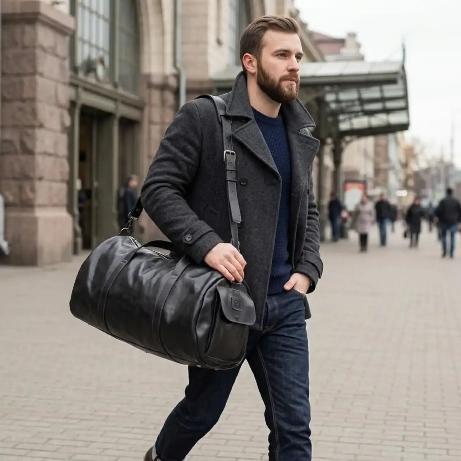 Сумка дорожня Grande Pelle 11048 шкіряна Чорна UA