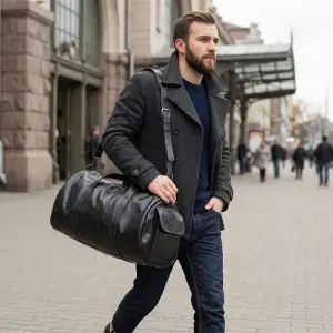 Сумка дорожня Grande Pelle 11048 шкіряна Чорна UA