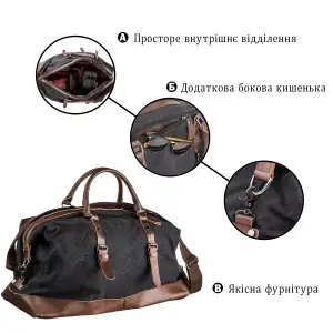 Дорожная сумка текстильная Vintage 20166 Черная UA