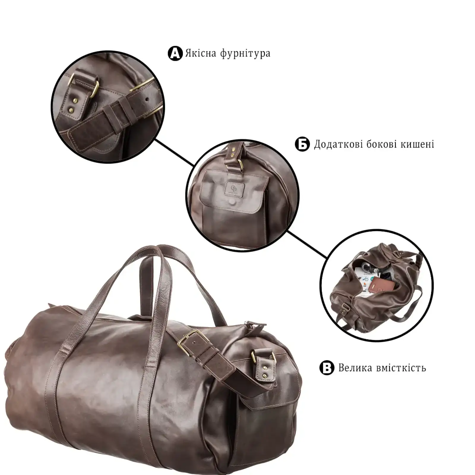 Сумка дорожня Grande Pelle 11044 Коричнева UA