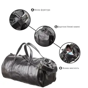 Сумка дорожня Grande Pelle 11048 шкіряна Чорна UA