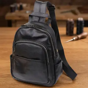 Кожаный рюкзак Vintage 23062 Черный UA