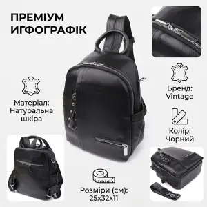 Шкіряний рюкзак Vintage 23055 Чорний UA