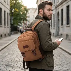 Текстильний рюкзак Vintage 22167 Коричневий UA