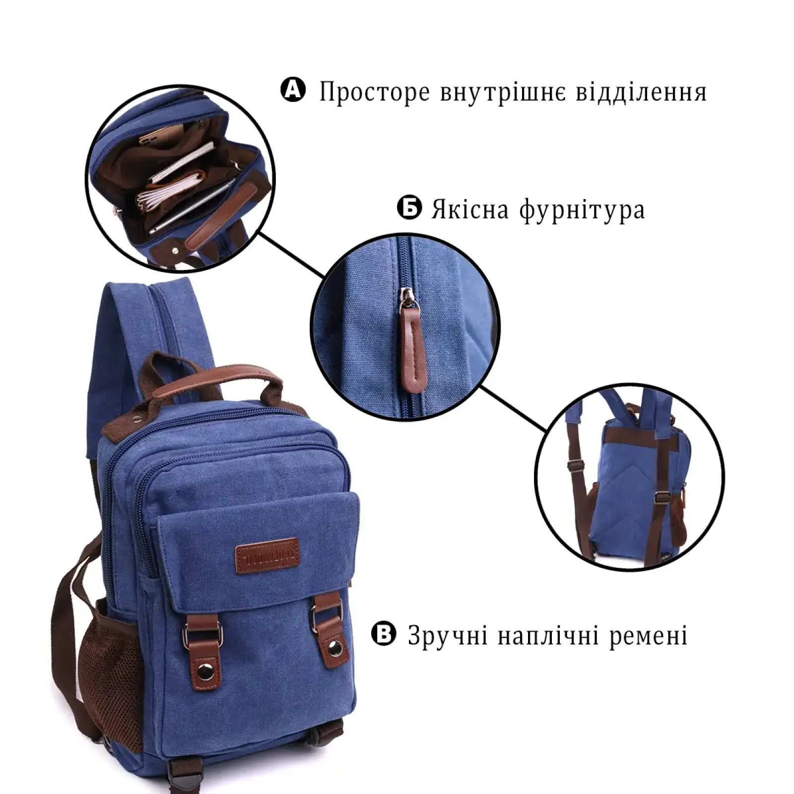 Текстильний рюкзак Vintage 22169 Синій UA