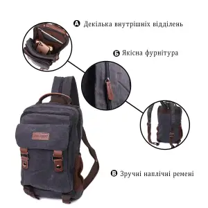 Текстильний рюкзак Vintage 22168 Чорний UA