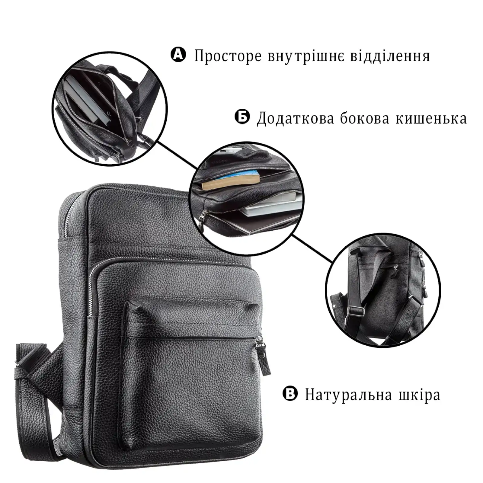 Рюкзак шкіряний Shvigel 11185 Чорний UA
