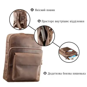 Шкіряний рюкзак SHVIGEL 11175 Коричневий UA