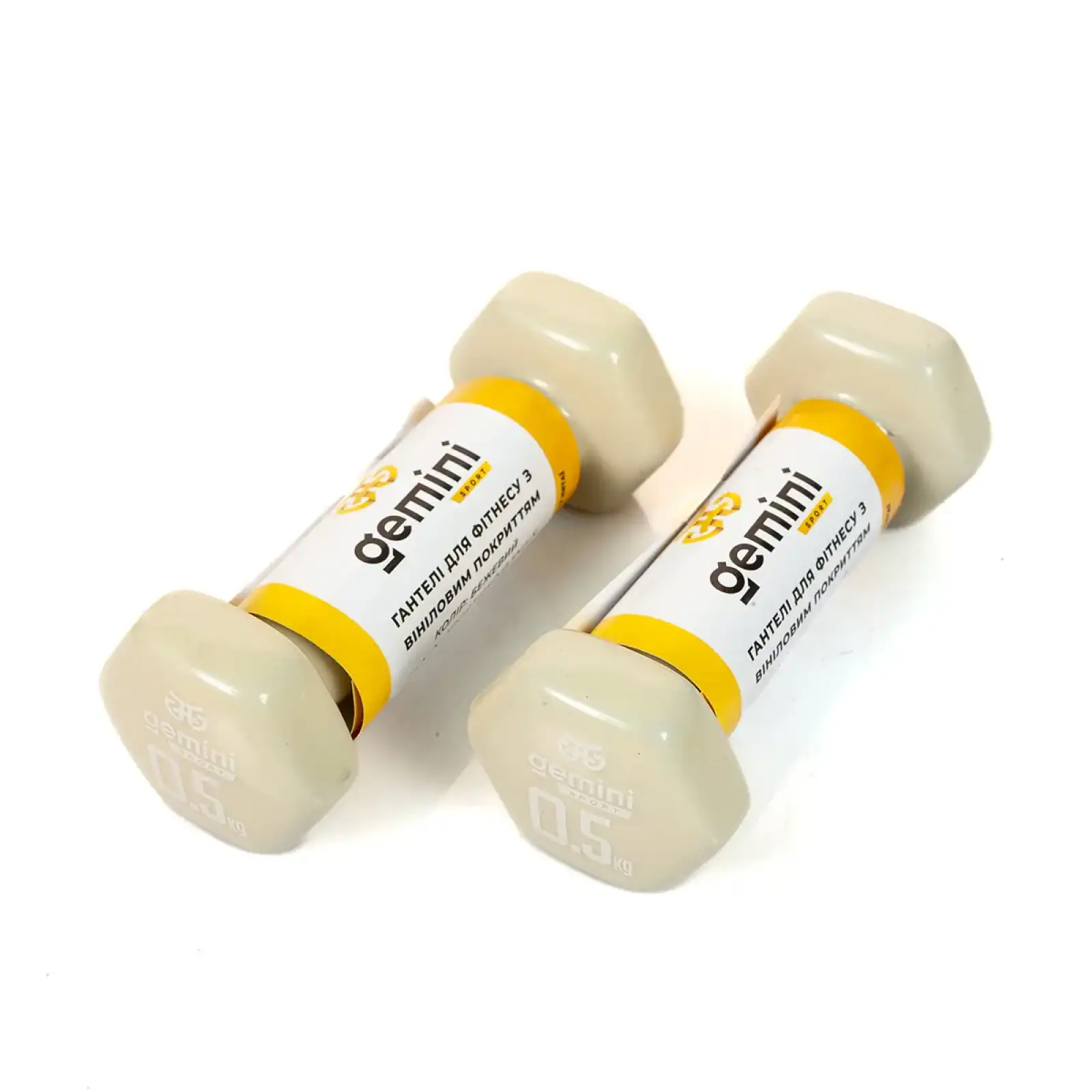 Гантелі Gemini Sport для фітнесу з вініловим покриттям 2шт по 0.5кг GSD-0.5MILK PRC