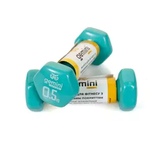 Гантелі Gemini Sport для фітнесу з вініловим покриттям 2шт по 0.5кг GSD-0.5CYAN PRC