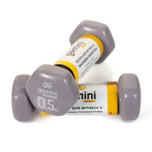 Гантелі Gemini Sport для фітнесу з вініловим покриттям 2шт по 0.5кг GSD-0.5GRAY PRC
