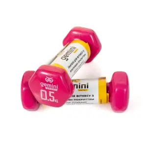 Гантелі Gemini Sport для фітнесу з вініловим покриттям 2шт по 0.5кг GSD-0.5PINK PRC