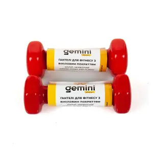 Гантели Gemini Sport для фитнеса с виниловым покрытием 2шт по 0.5кг GSD-0.5RED PRC