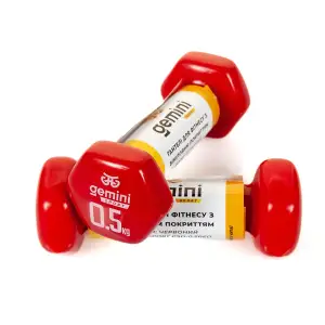 Гантелі Gemini Sport для фітнесу з вініловим покриттям 2шт по 0.5кг GSD-0.5RED PRC