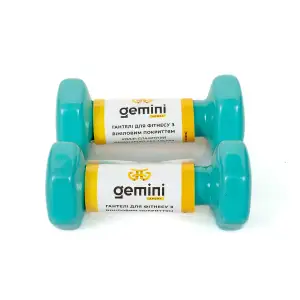 Гантелі Gemini Sport для фітнесу з вініловим покриттям 2шт по 1.0кг GSD-1.0CYAN PRC