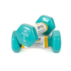 Гантелі Gemini Sport для фітнесу з вініловим покриттям 2шт по 1.0кг GSD-1.0CYAN PRC