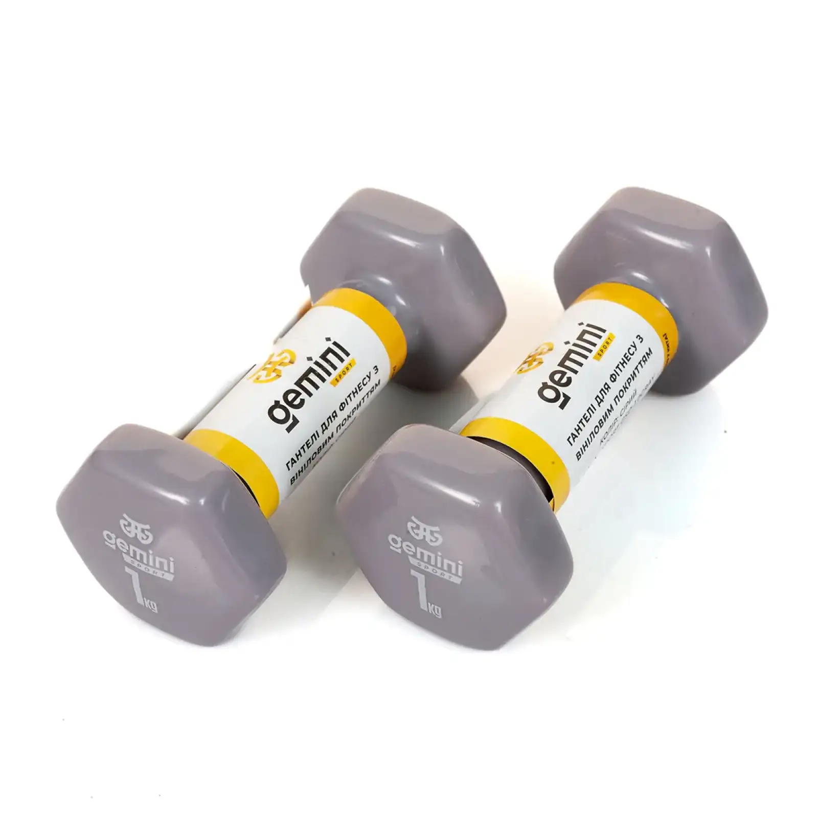 Гантели Gemini Sport для фитнеса с виниловым покрытием 2шт по 1.0кг GSD-1.0GRAY PRC