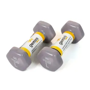 Гантели Gemini Sport для фитнеса с виниловым покрытием 2шт по 1.0кг GSD-1.0GRAY PRC