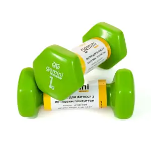 Гантелі Gemini Sport для фітнесу з вініловим покриттям 2шт по 1.0кг GSD-1.0GREEN PRC