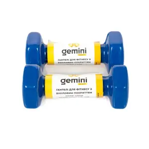 Гантелі Gemini Sport для фітнесу з вініловим покриттям 2шт по 1.0кг GSD-1.0BL PRC