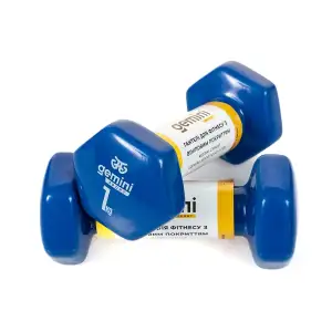 Гантелі Gemini Sport для фітнесу з вініловим покриттям 2шт по 1.0кг GSD-1.0BL PRC
