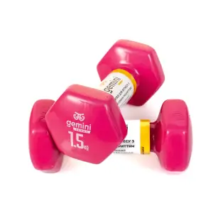 Гантелі Gemini Sport для фітнесу з вініловим покриттям 2шт по 1.5кг GSD-1.5PINK PRC
