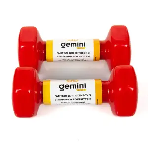 Гантели Gemini Sport для фитнеса с виниловым покрытием 2шт по 1.5кг GSD-1.5RED PRC