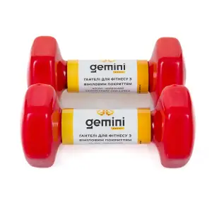 Гантели Gemini Sport для фитнеса с виниловым покрытием 2шт по 2.0кг GSD-2.0RED PRC