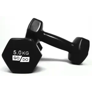 Гантелі для фітнесу з вініловим покриттям GoDo 2 шт по 5 кг GD5.0BK PRC (GD-5.0BL)