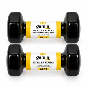 Гантели Gemini Sport для фитнеса с виниловым покрытием 2 шт по 2,5 кг GSD-2.5BK