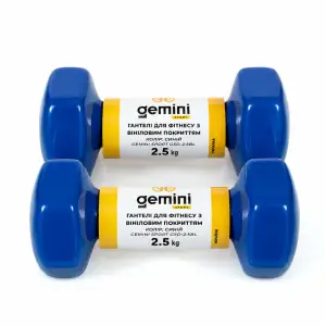 Гантели Gemini Sport для фитнеса с виниловым покрытием 2 шт по 2,5 кг GSD-2.5BL