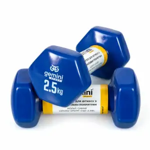 Гантели Gemini Sport для фитнеса с виниловым покрытием 2 шт по 2,5 кг GSD-2.5BL