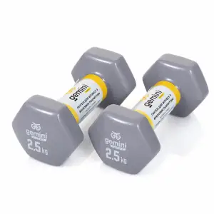 Гантели Gemini Sport для фитнеса с виниловым покрытием 2шт по 2,5кг GSD-2.5GRAY