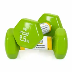 Гантели Gemini Sport для фитнеса с виниловым покрытием 2шт по 2,5кг GSD-2.5GR
